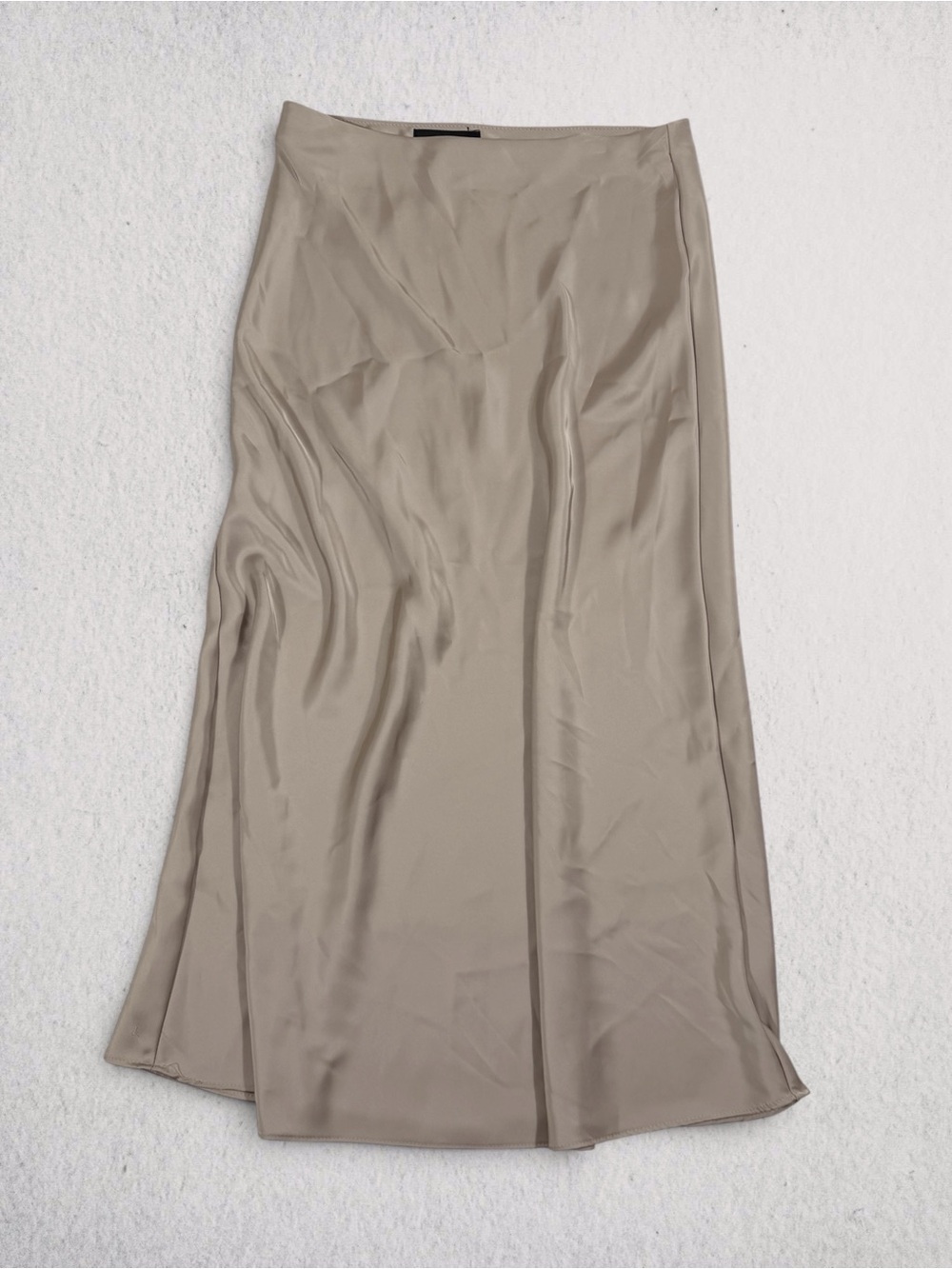 Zara Satin Maxi Slip Skirt in Taupe